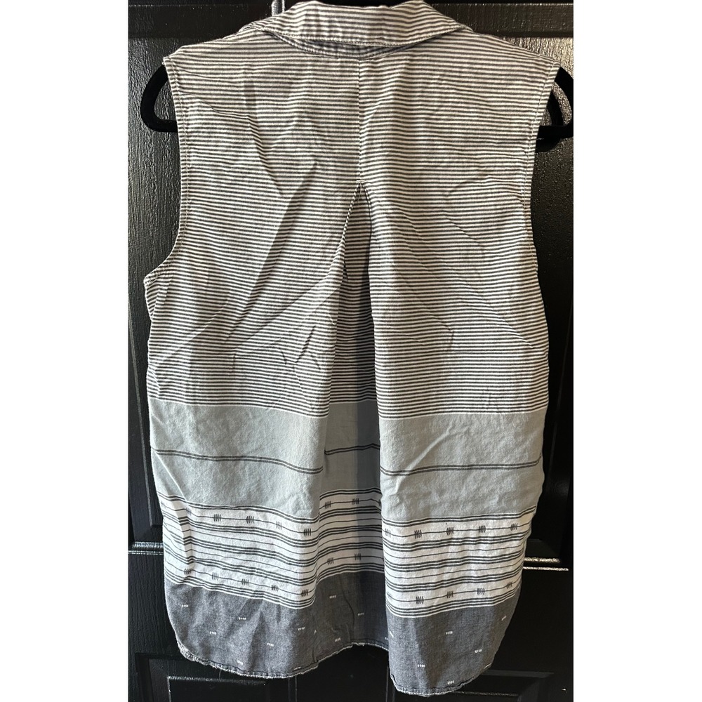 Faded Glory 100 % Cotton Sleeveless‎ Striped Button Up Shirt Size L - Picture 4 of 5
